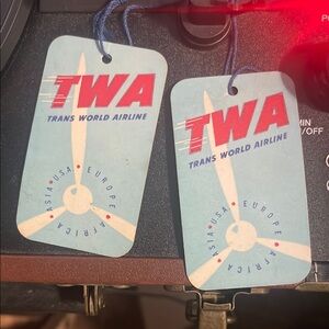 Vintage TWA Trans World Airline Tags - Blue